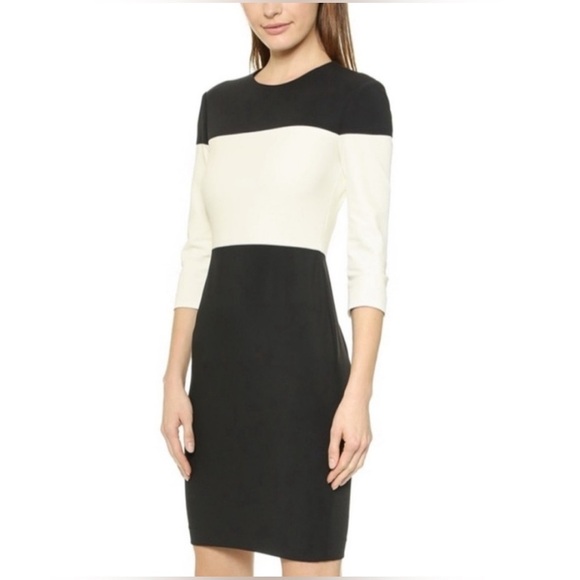 rag & bone Black White Carola Colorblock Dress Sz 0 Stretch Bodycon Exposed Zip - Picture 2 of 16